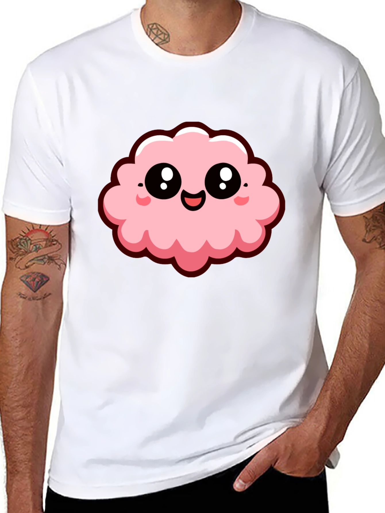 Cute Kawaii Cloud Graphic Tee - Black
