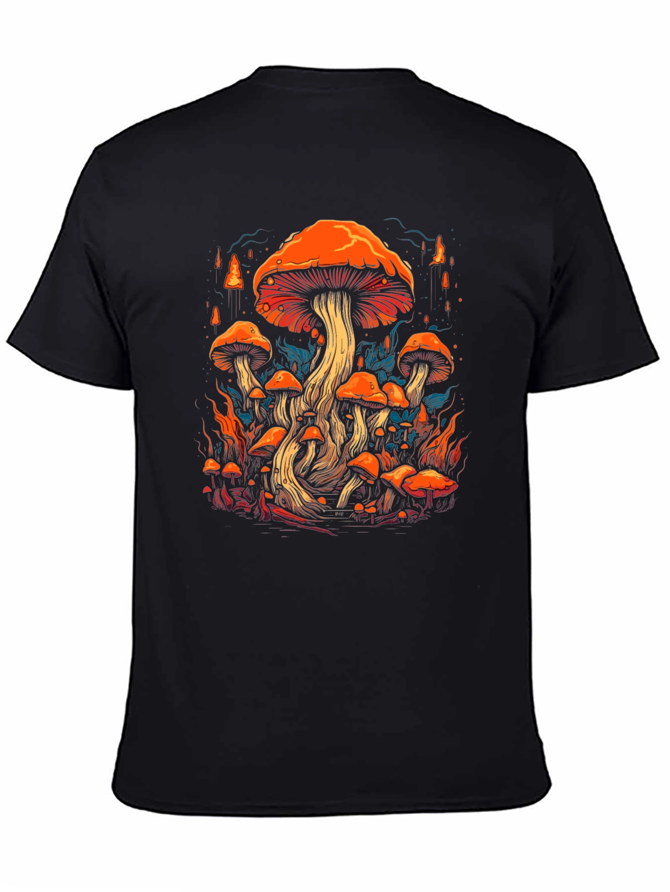 Mushroom Forest Graphic Print Tee - Black