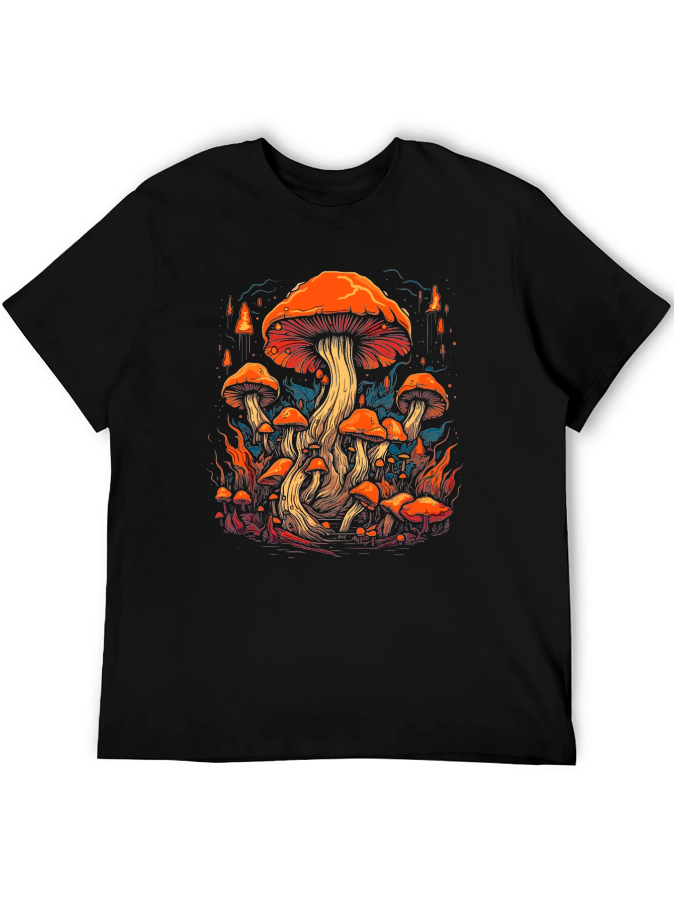 Mushroom Forest Graphic Print Tee - Black