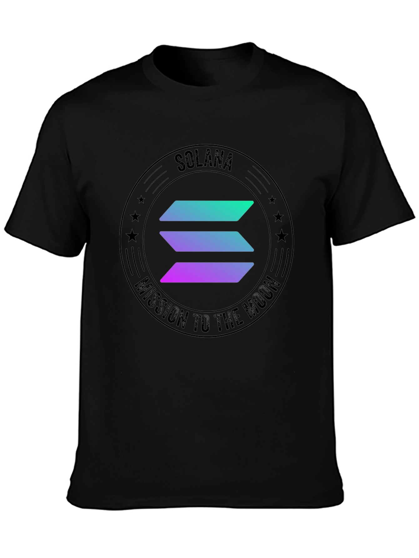 Solana Mission To The Moon Black T-Shirt