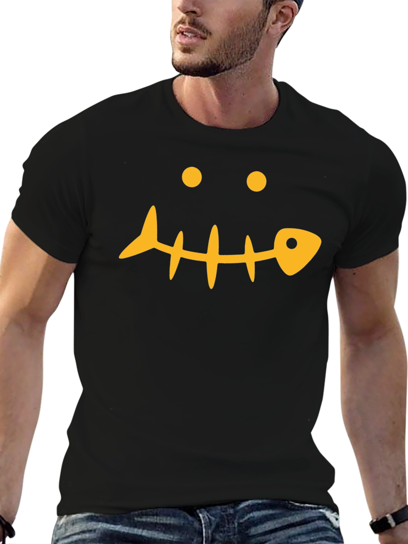 Funny Fishbone Face Graphic T-Shirt