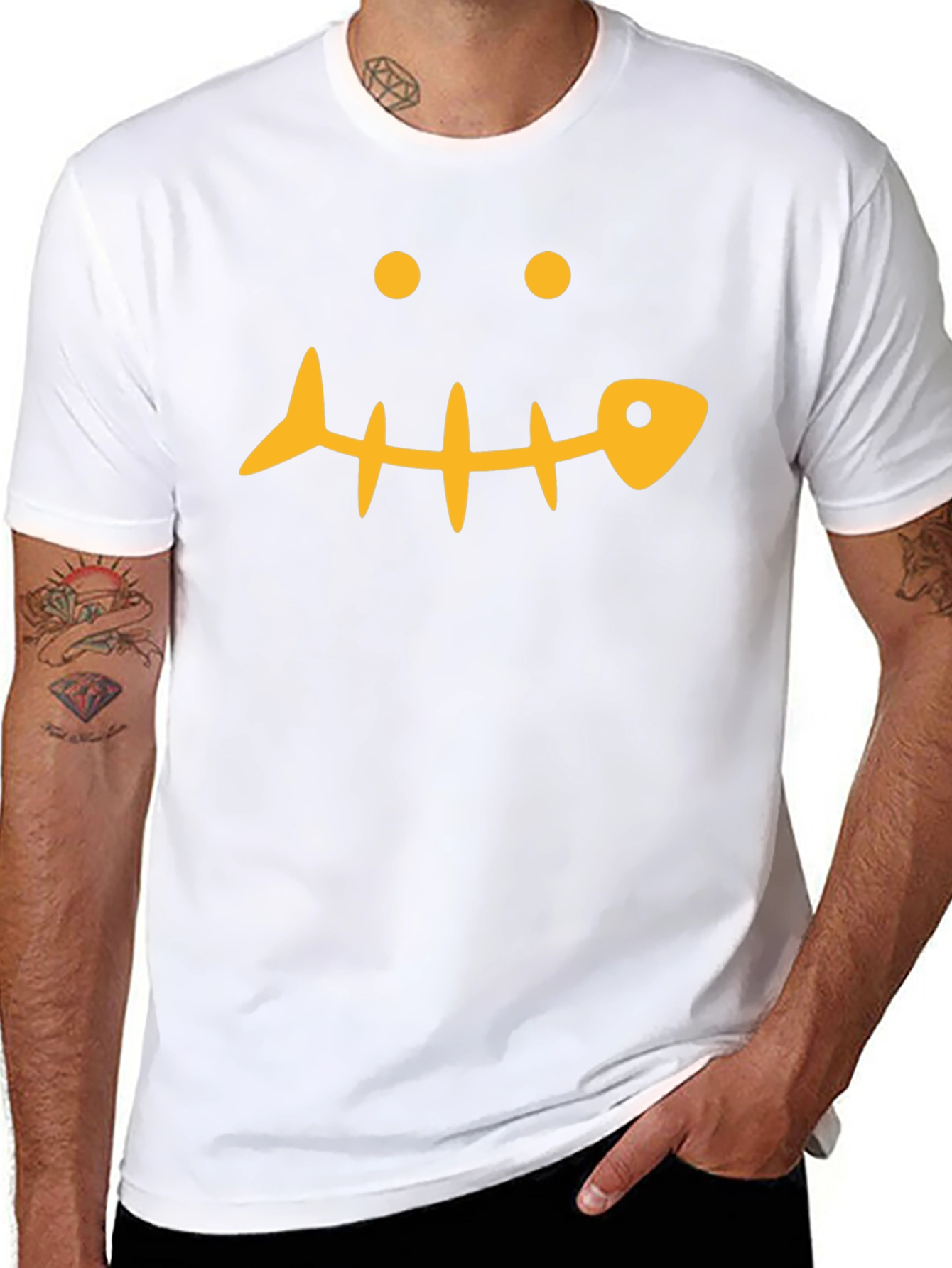 Funny Fishbone Face Graphic T-Shirt