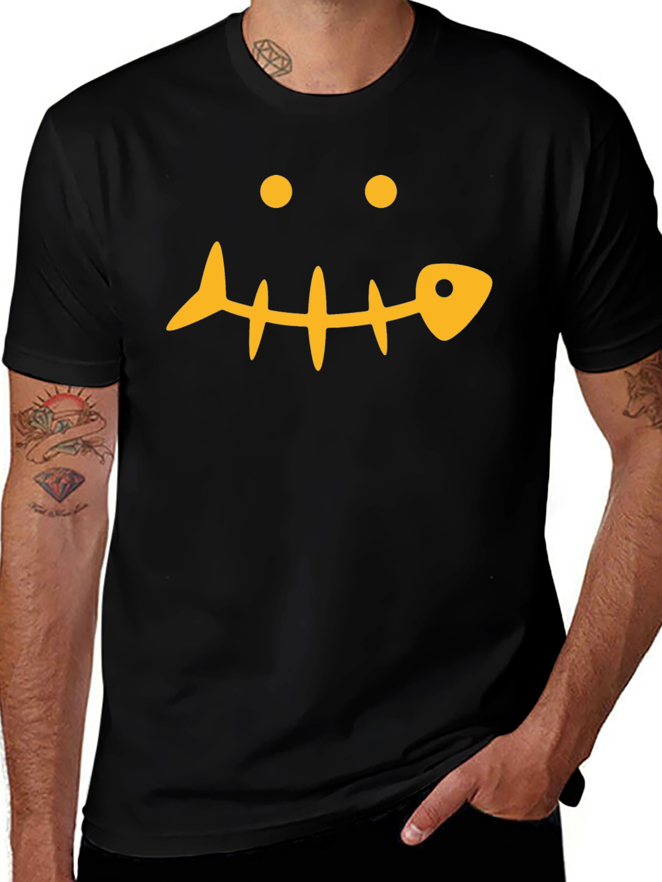 Funny Fishbone Face Graphic T-Shirt