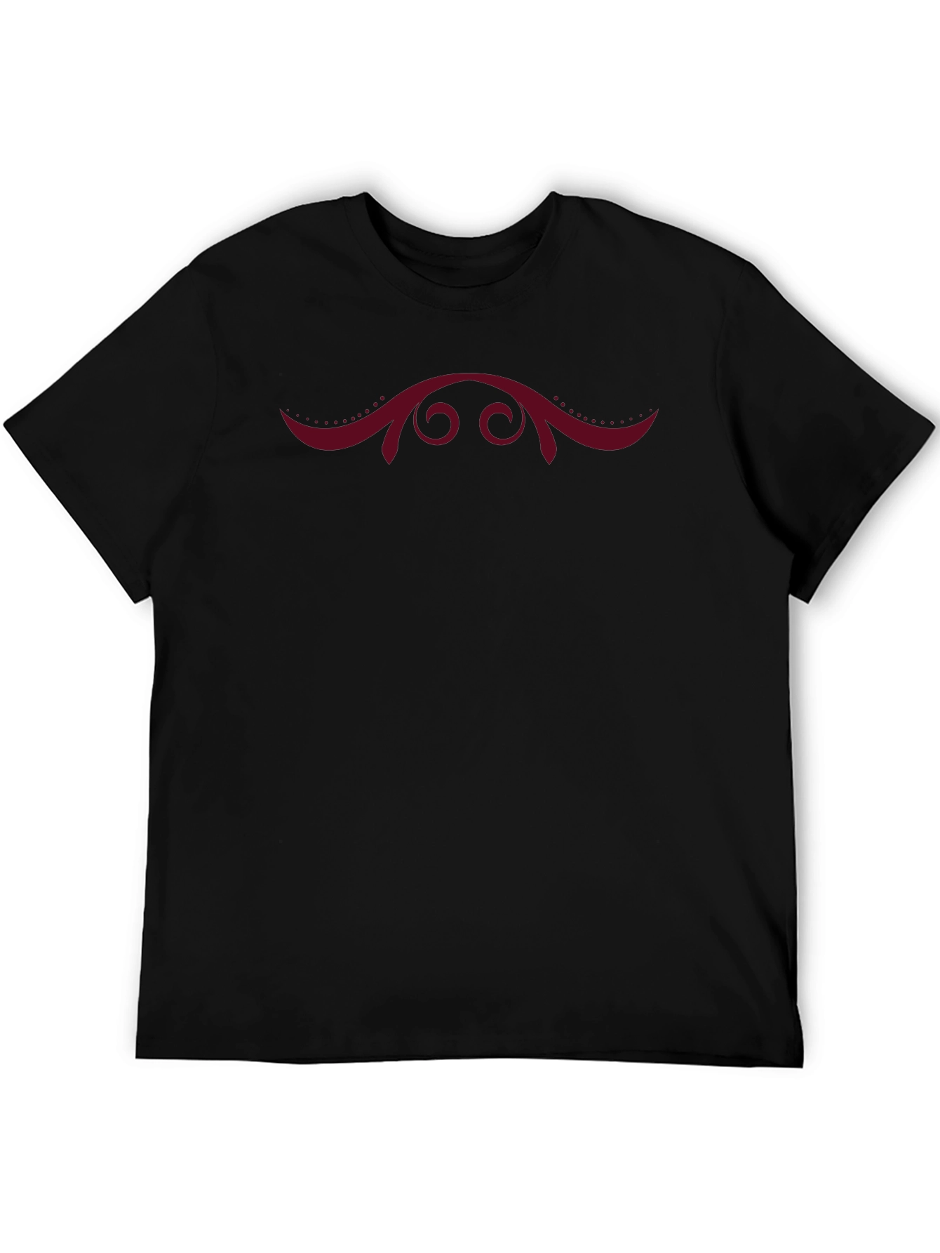 Elegant Black Tee with Maroon Floral Design