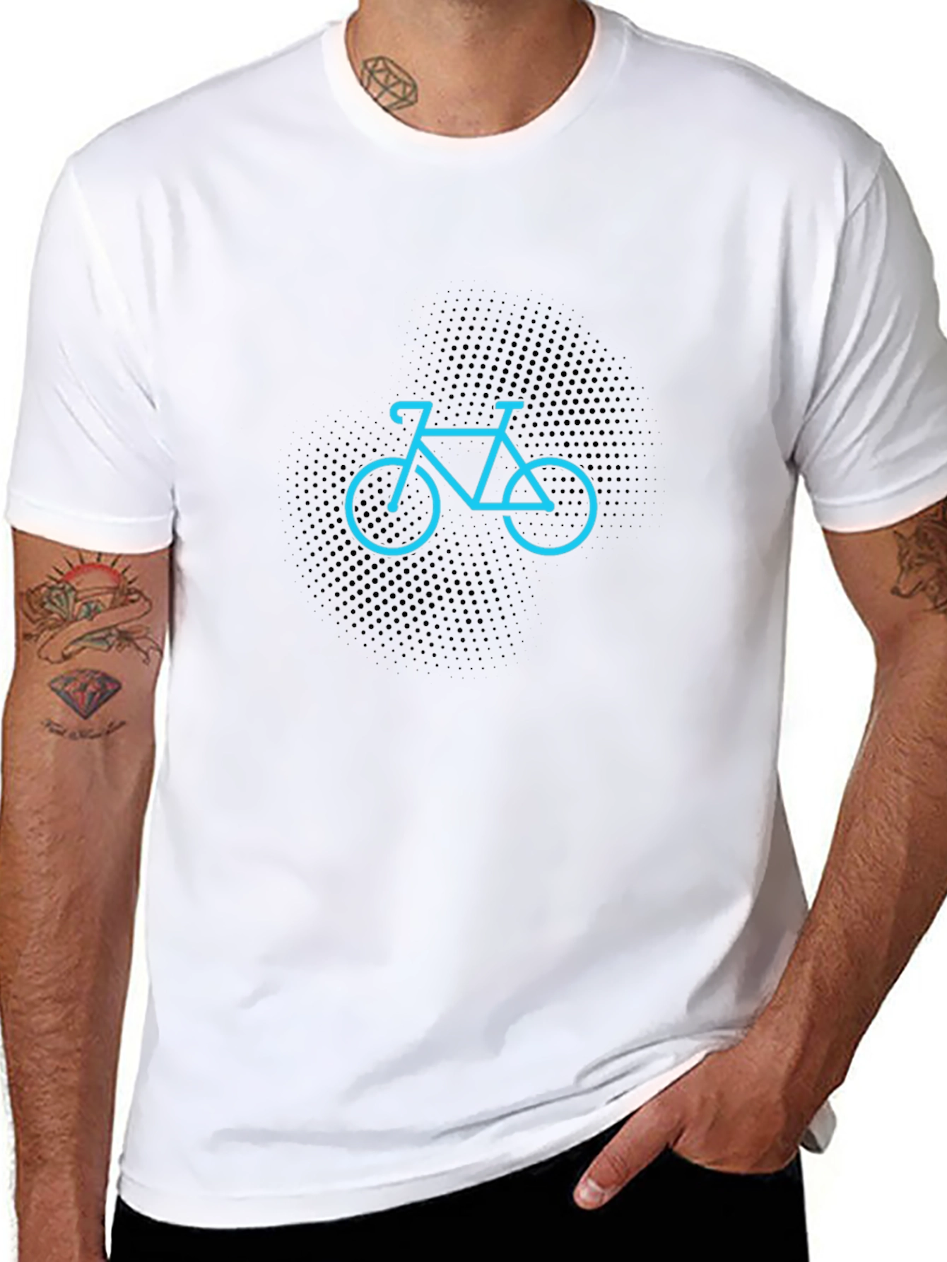 Mens Black T-Shirt with Bicycle Design