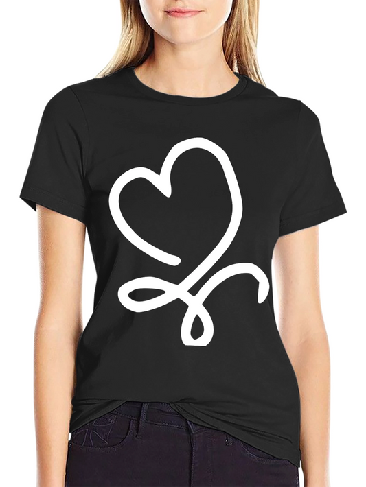 Heart Graphic Tee - Casual Black T-Shirt