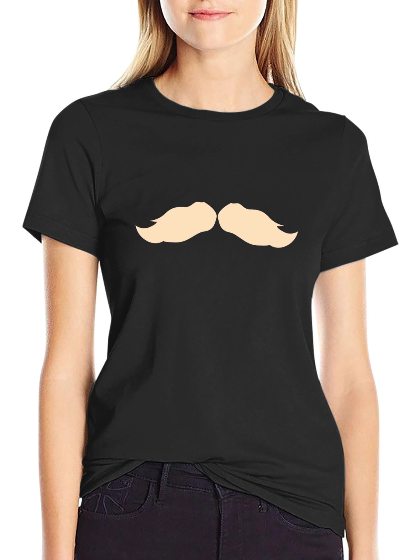 Mustache Graphic Tee - Stylish Cotton Blend