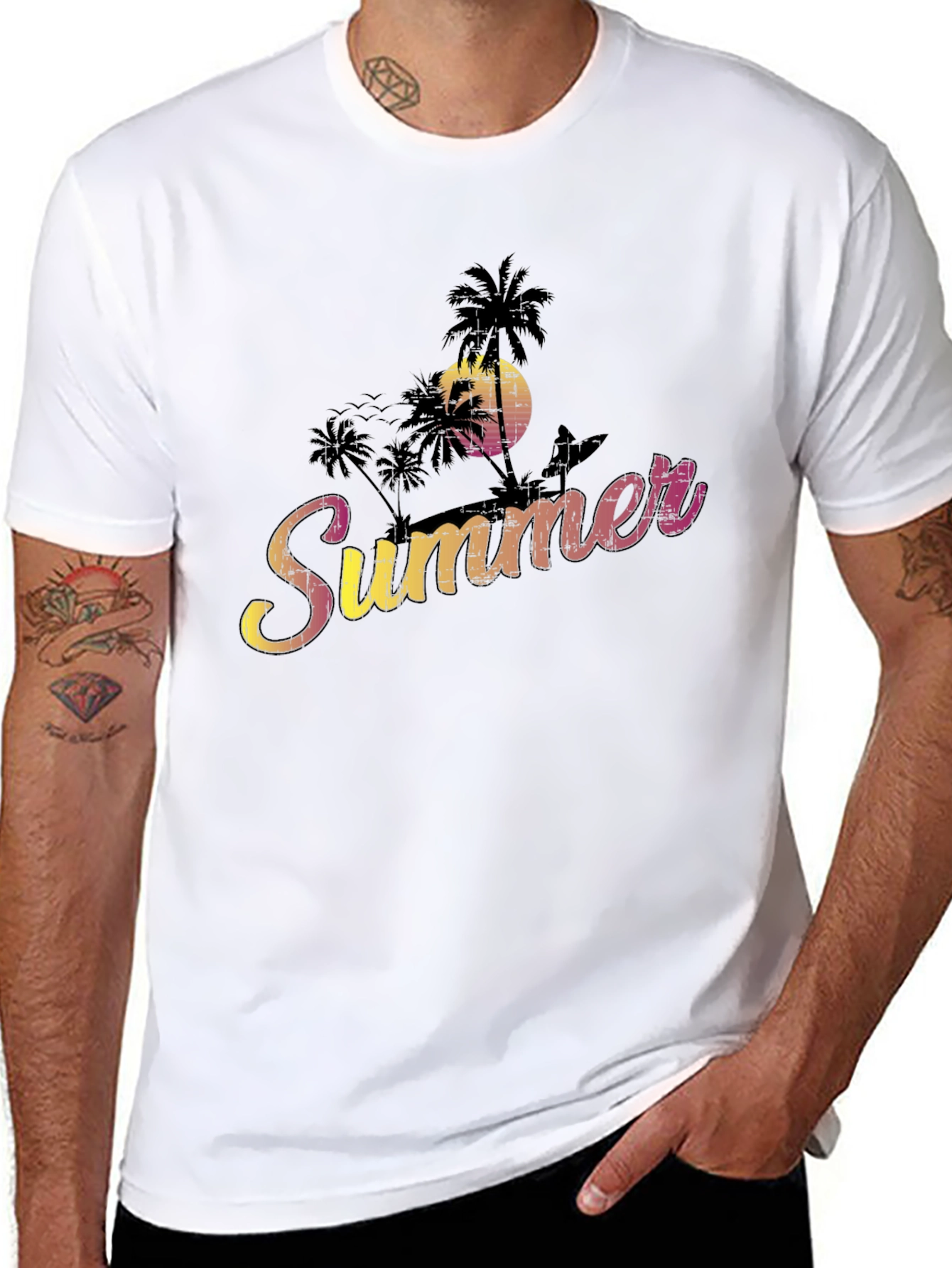 Summer Vibe Graphic Tee - Black Cotton Blend