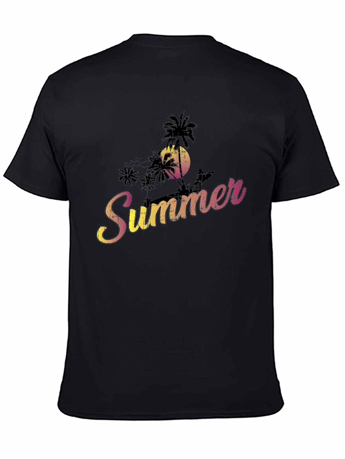 Summer Vibe Graphic Tee - Black Cotton Blend