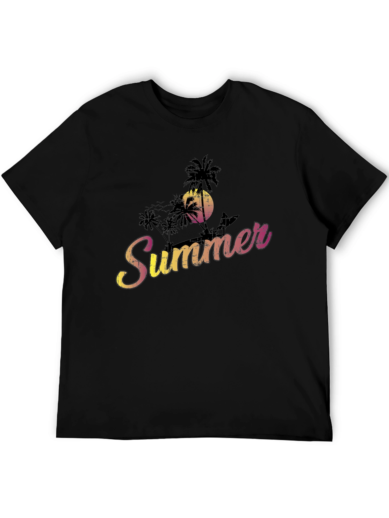 Summer Vibe Graphic Tee - Black Cotton Blend