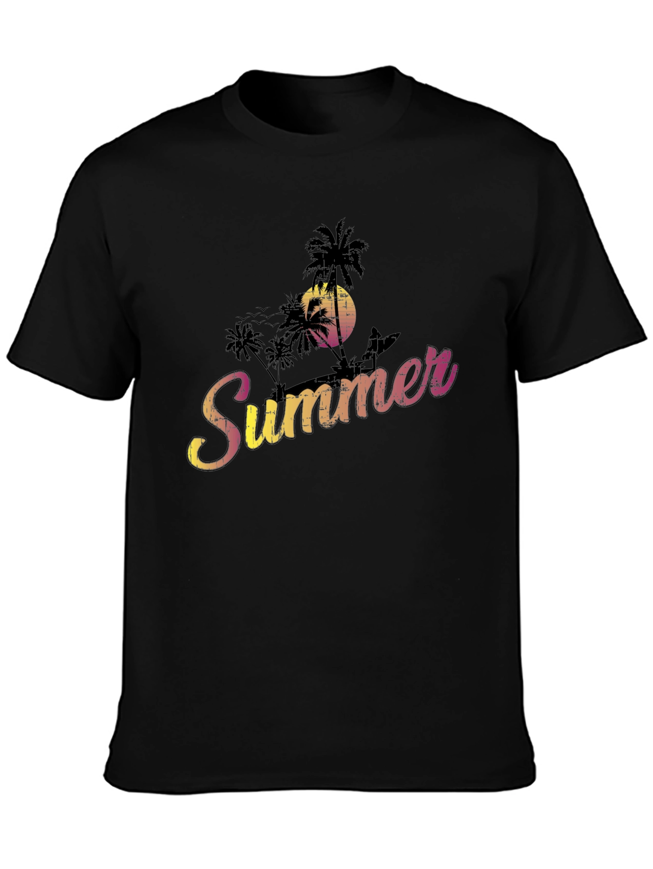 Summer Vibe Graphic Tee - Black Cotton Blend