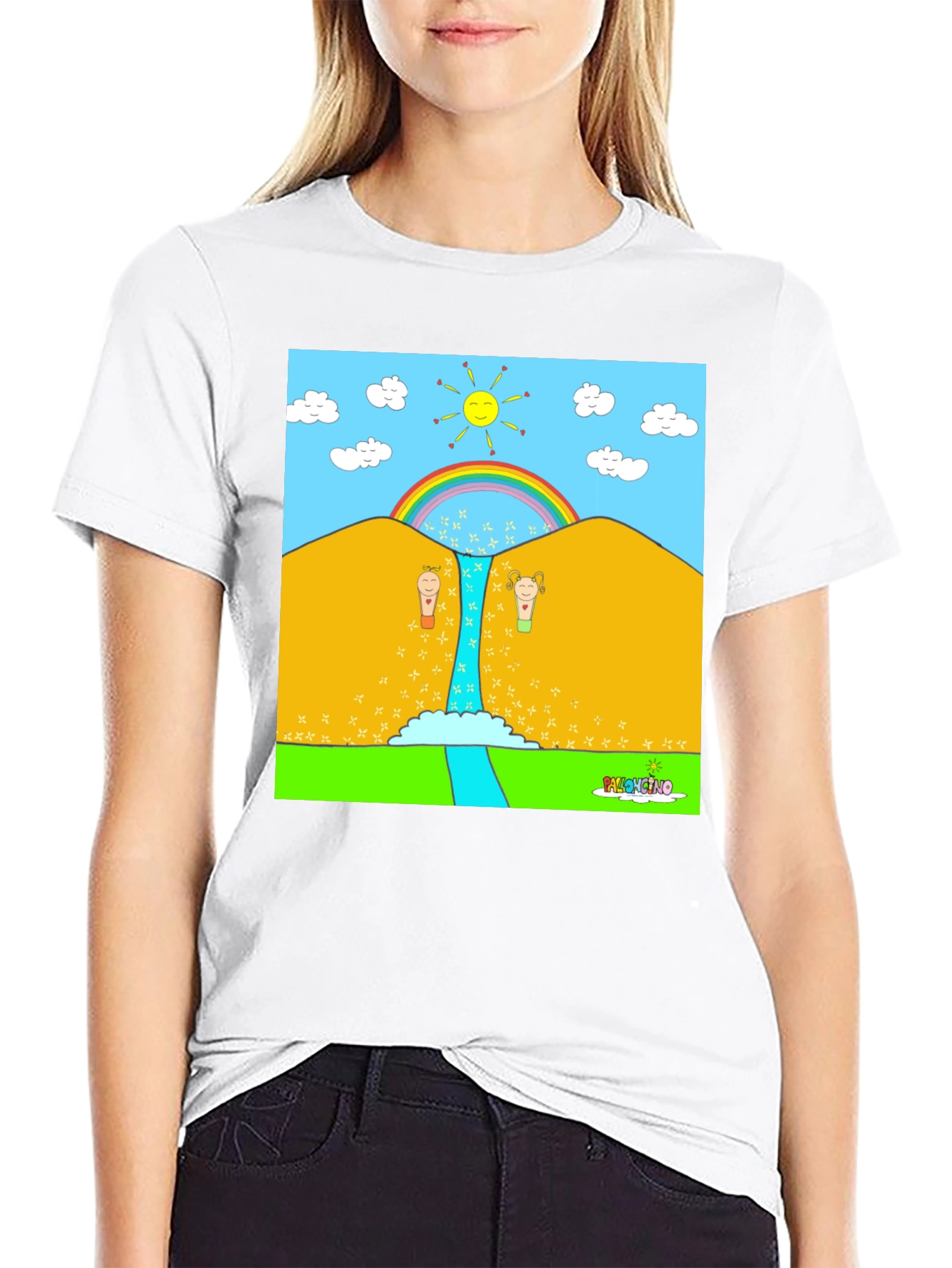 Cartoon Nature Graphic Tee - Black Unisex