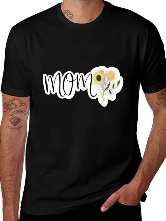 Floral Mom Graphic T-Shirt - Black