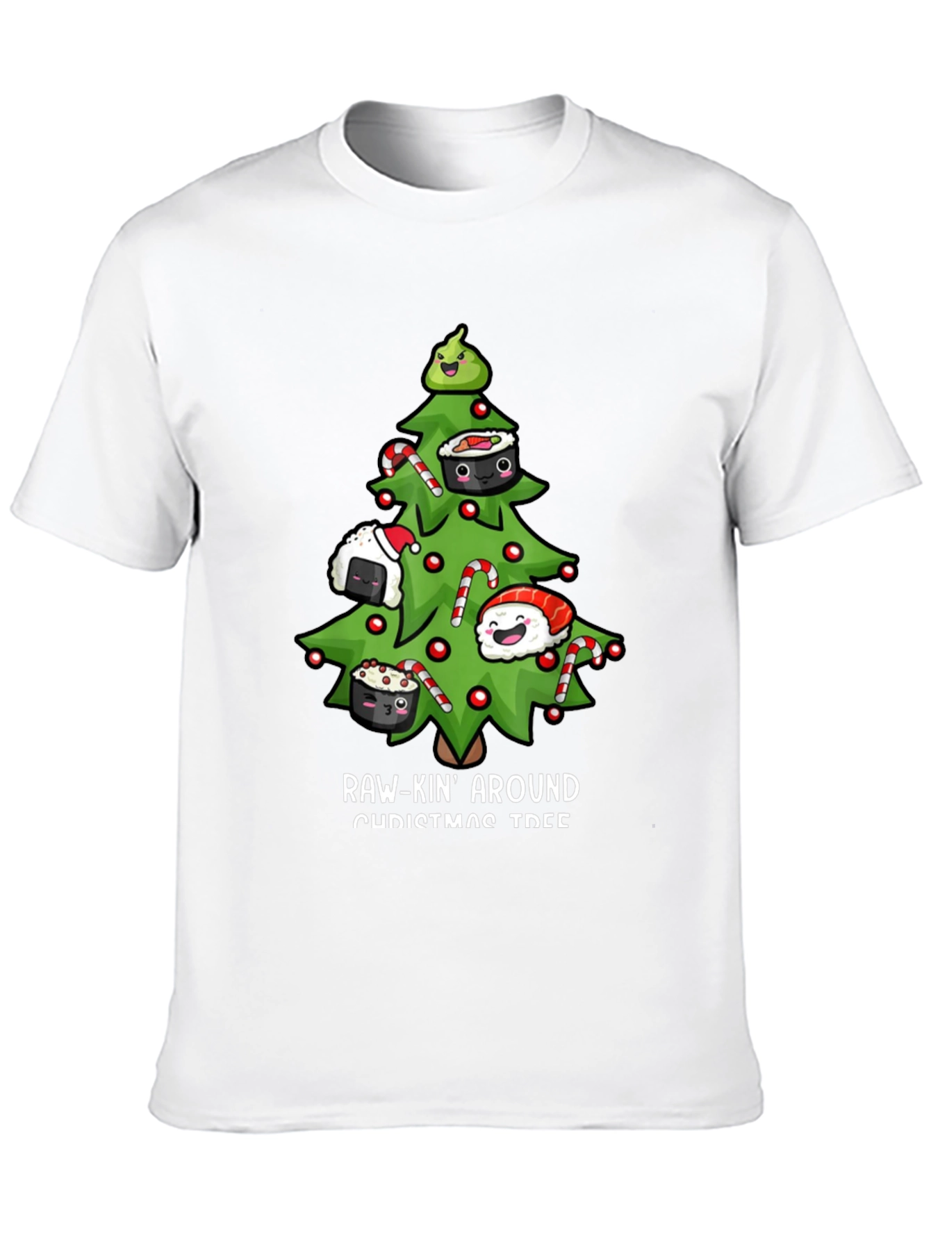 Raw-Kin Around Christmas Tree Sushi T-Shirt