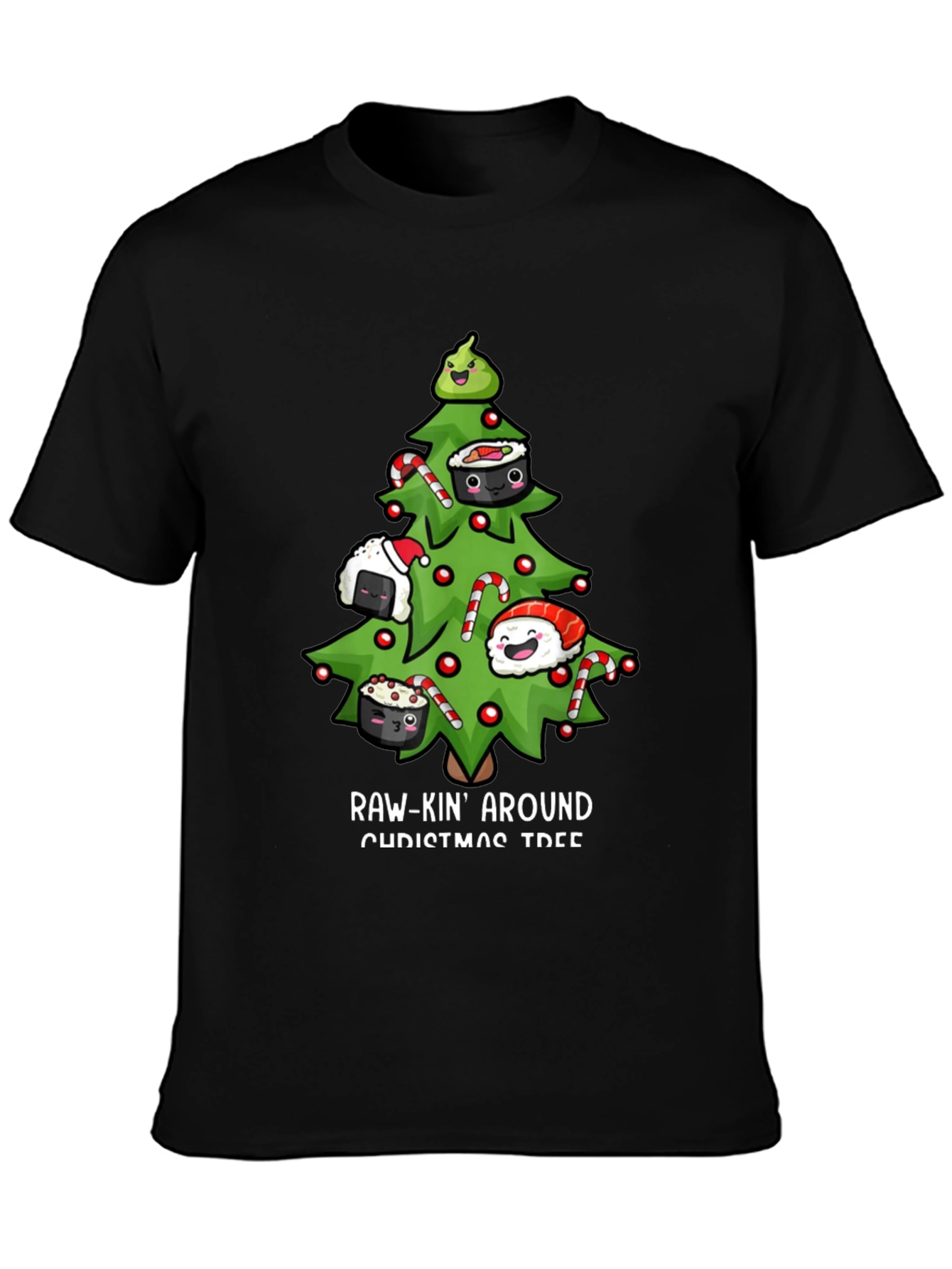 Raw-Kin Around Christmas Tree Sushi T-Shirt