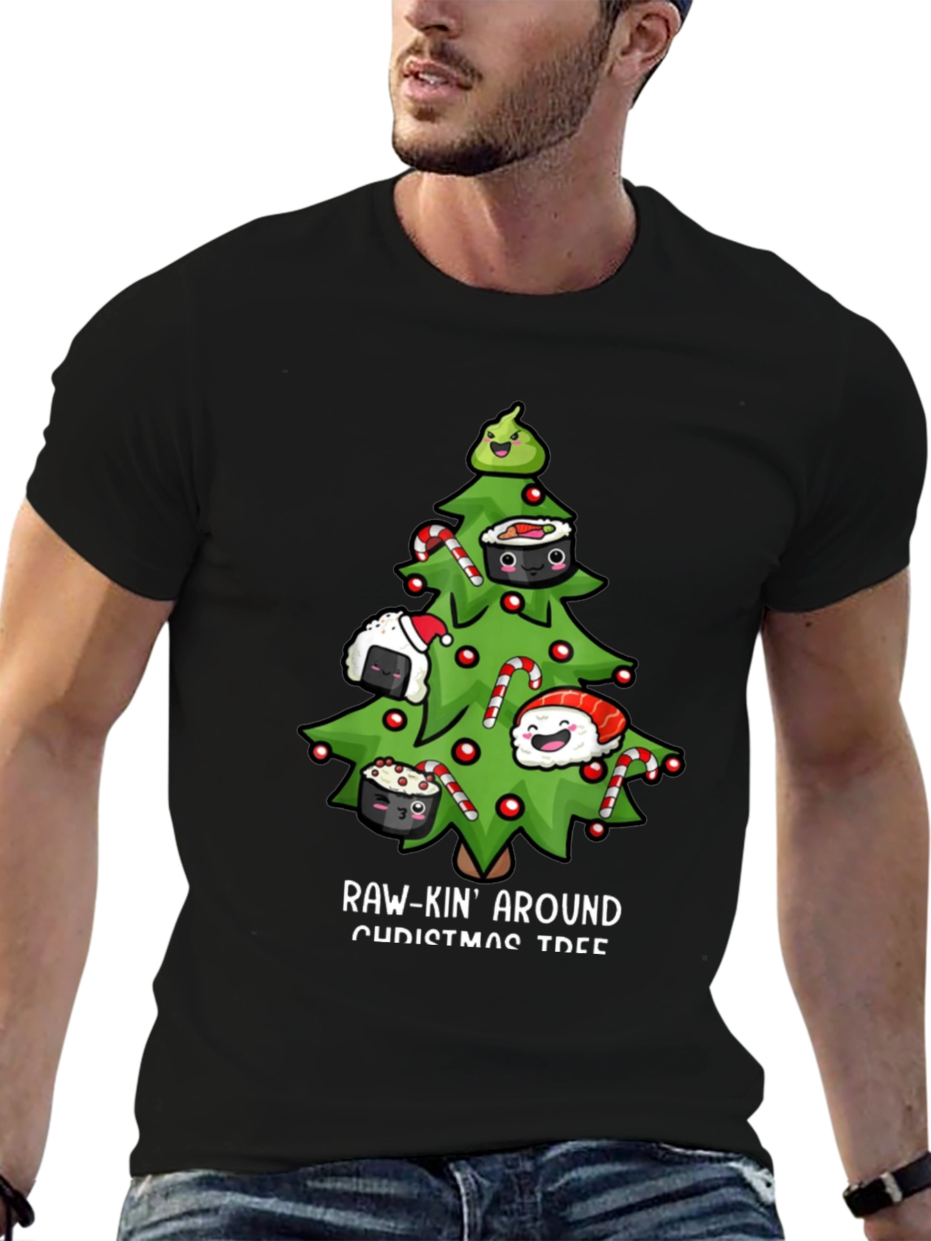 Raw-Kin Around Christmas Tree Sushi T-Shirt