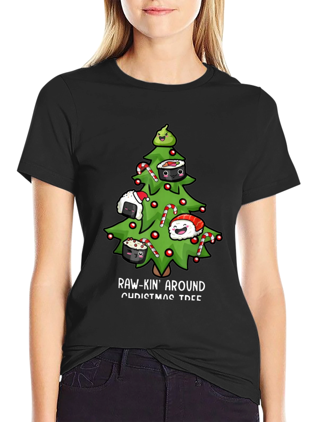 Raw-Kin Around Christmas Tree Sushi T-Shirt