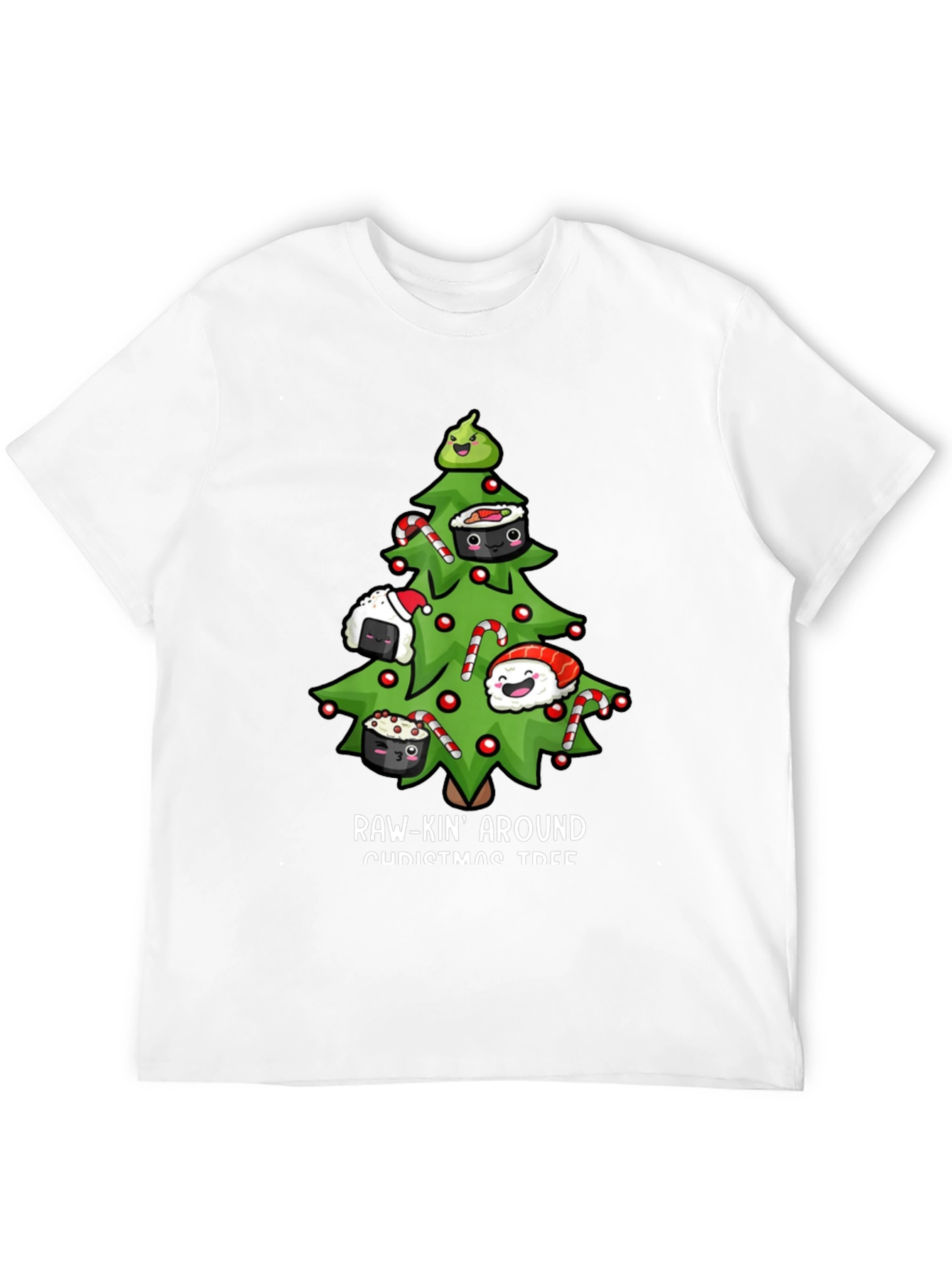 Raw-Kin Around Christmas Tree Sushi T-Shirt