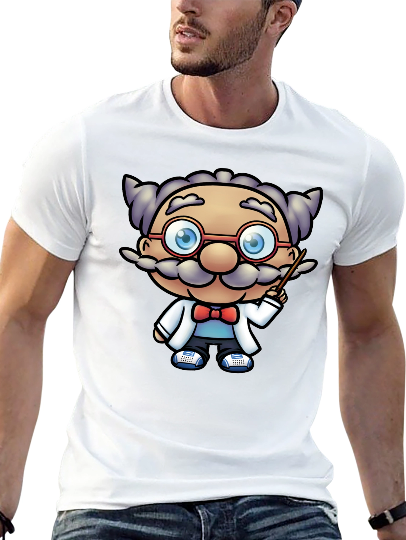 Scientist Cartoon Graphic Tee - Black T-Shirt