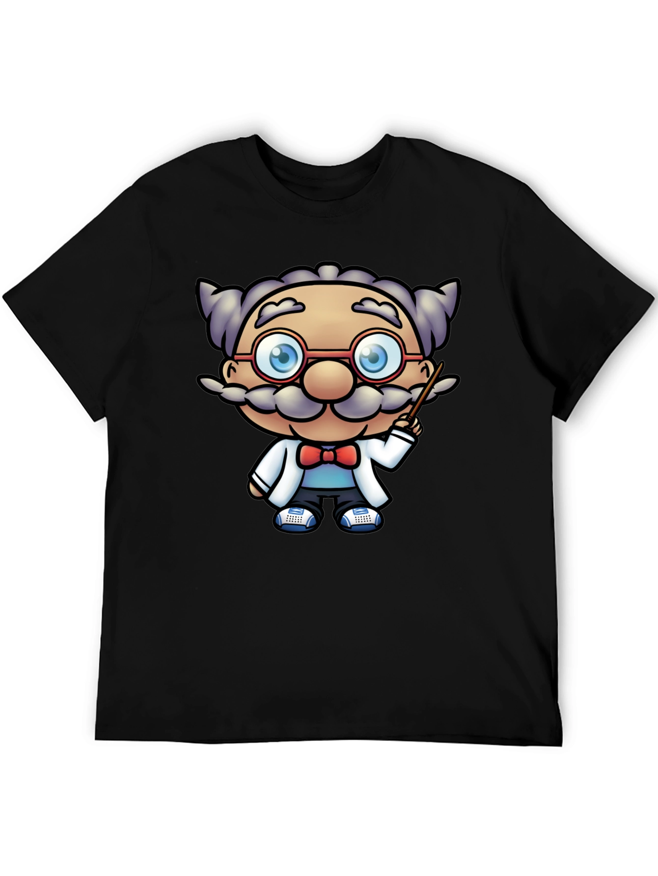 Scientist Cartoon Graphic Tee - Black T-Shirt