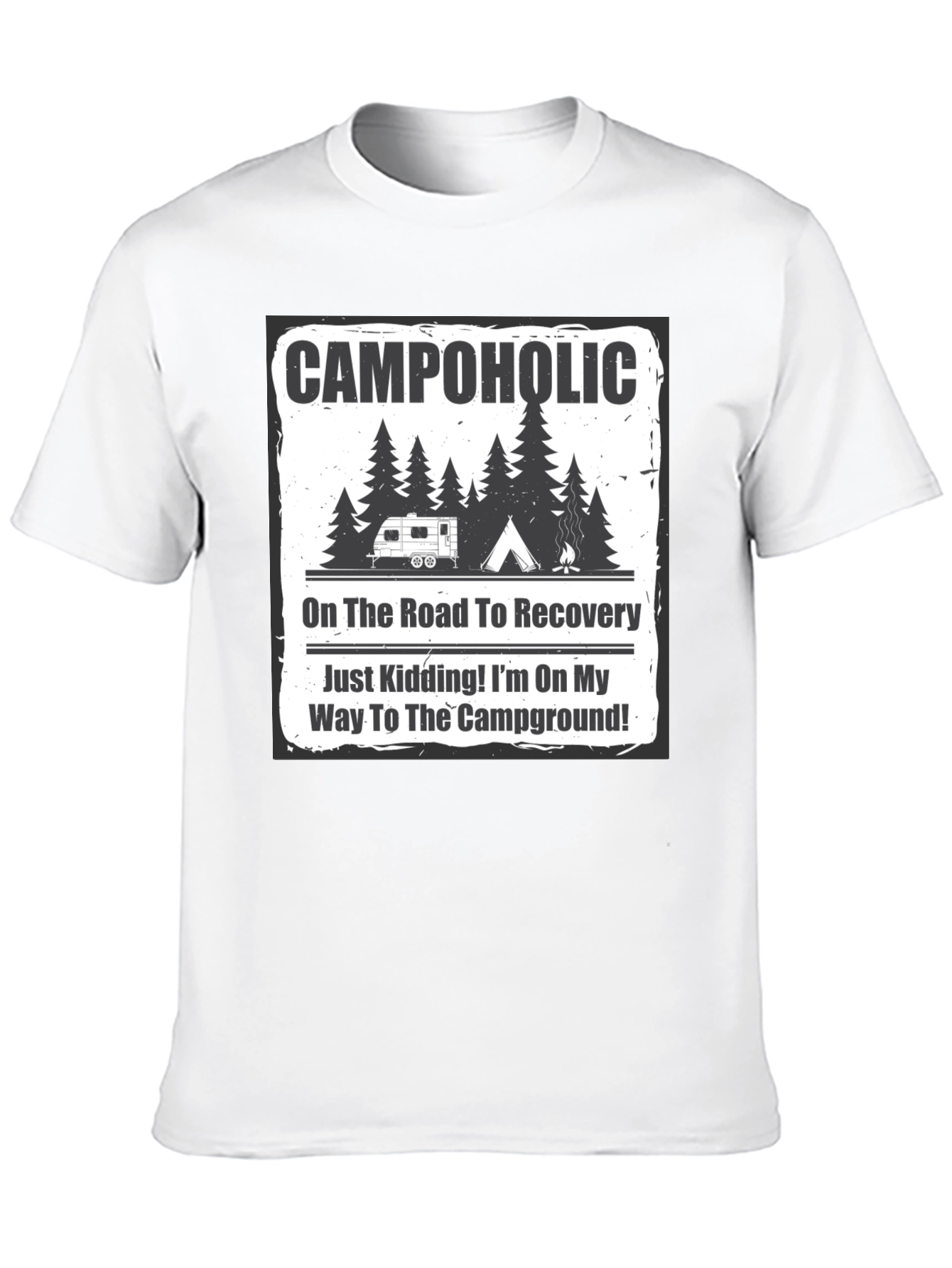 Campaholic T-Shirt: Road to Recovery Camping Tee