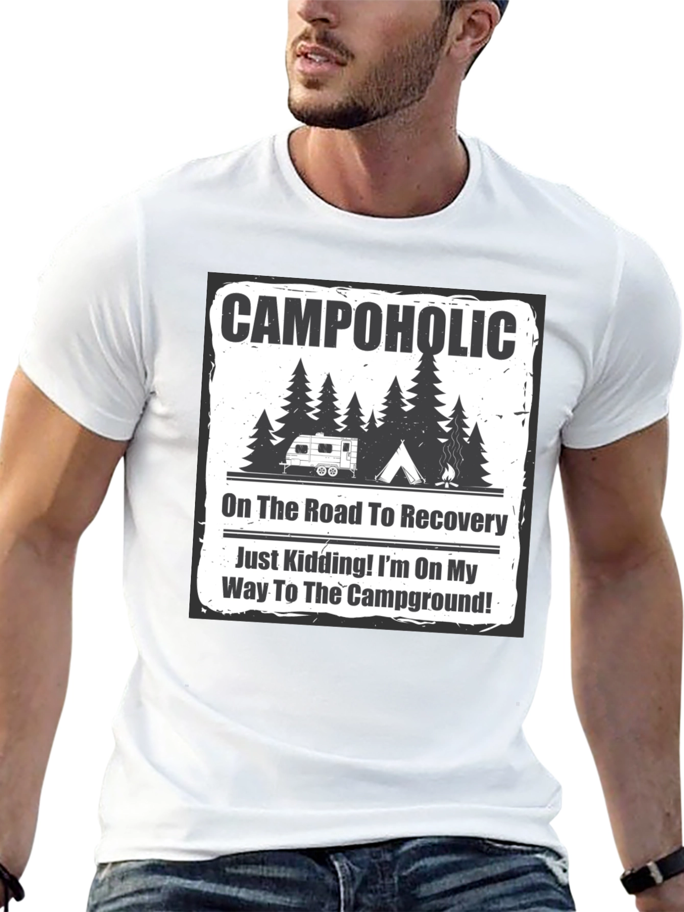 Campaholic T-Shirt: Road to Recovery Camping Tee