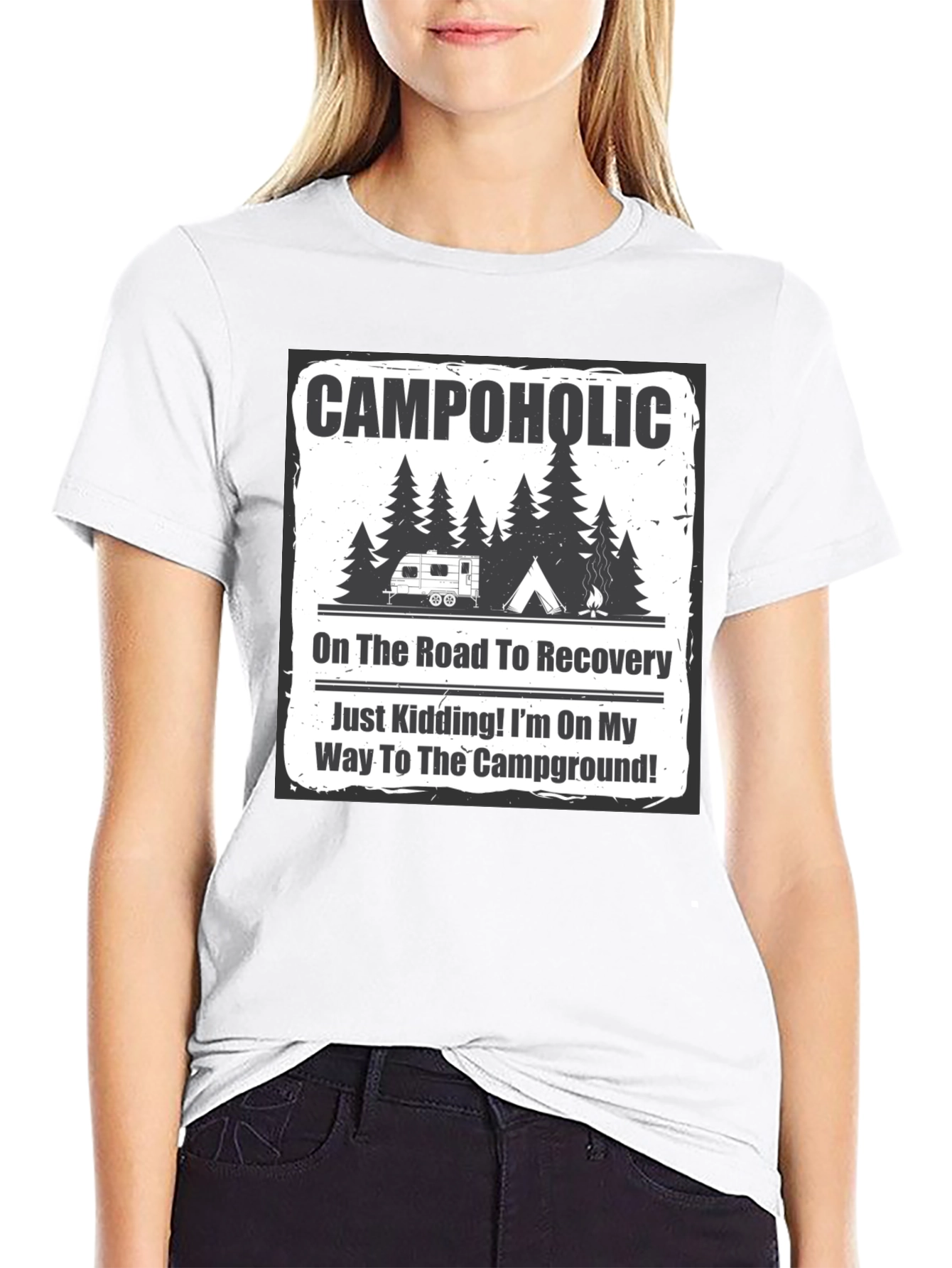 Campaholic T-Shirt: Road to Recovery Camping Tee