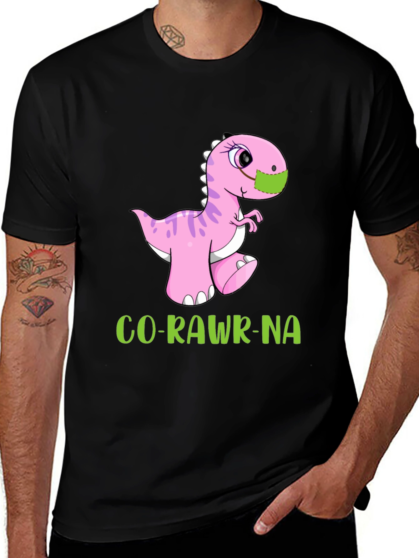 Co-Rawr-Na T-Shirt - Dinosaur in Mask Tee