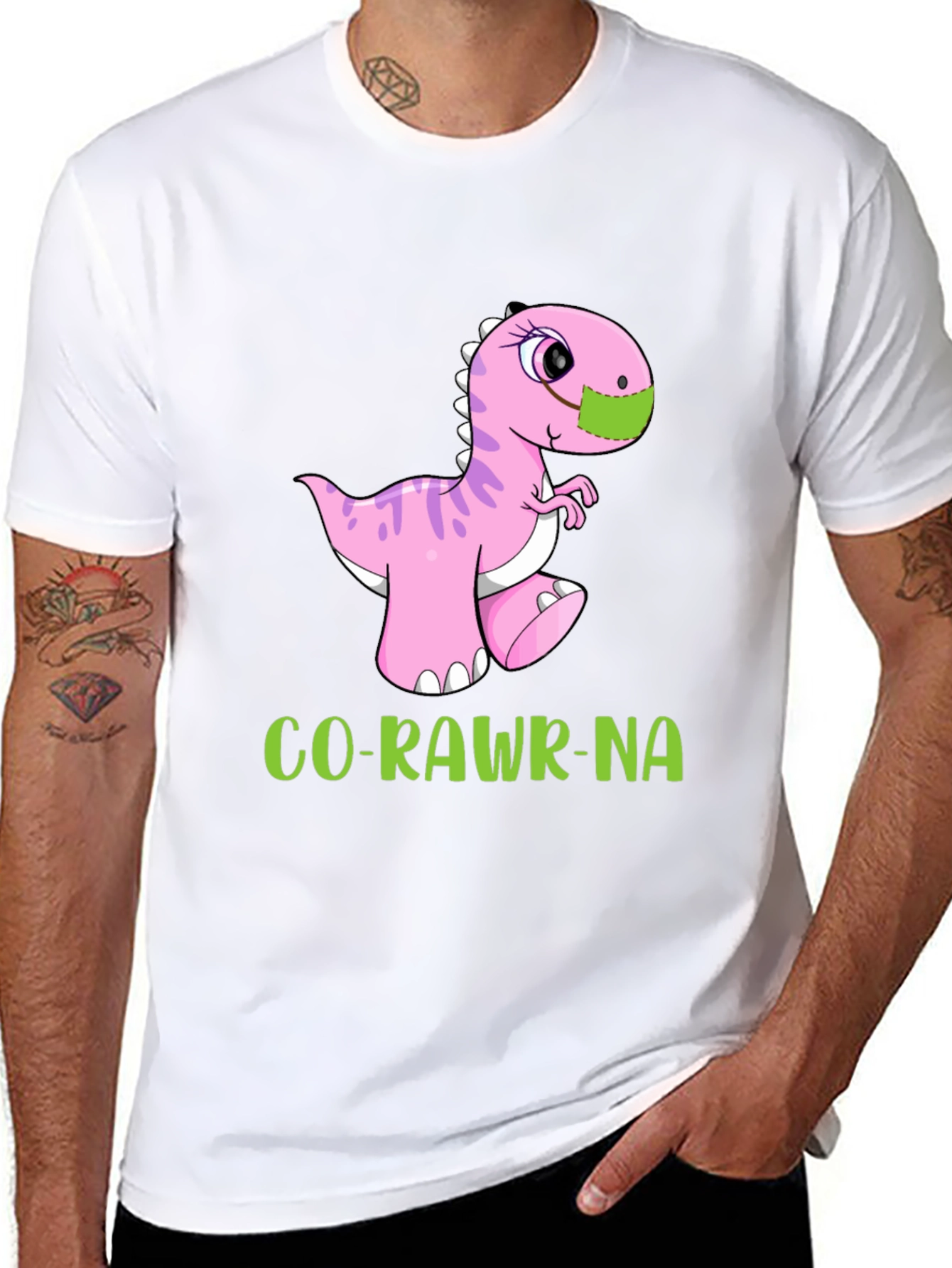Co-Rawr-Na T-Shirt - Dinosaur in Mask Tee