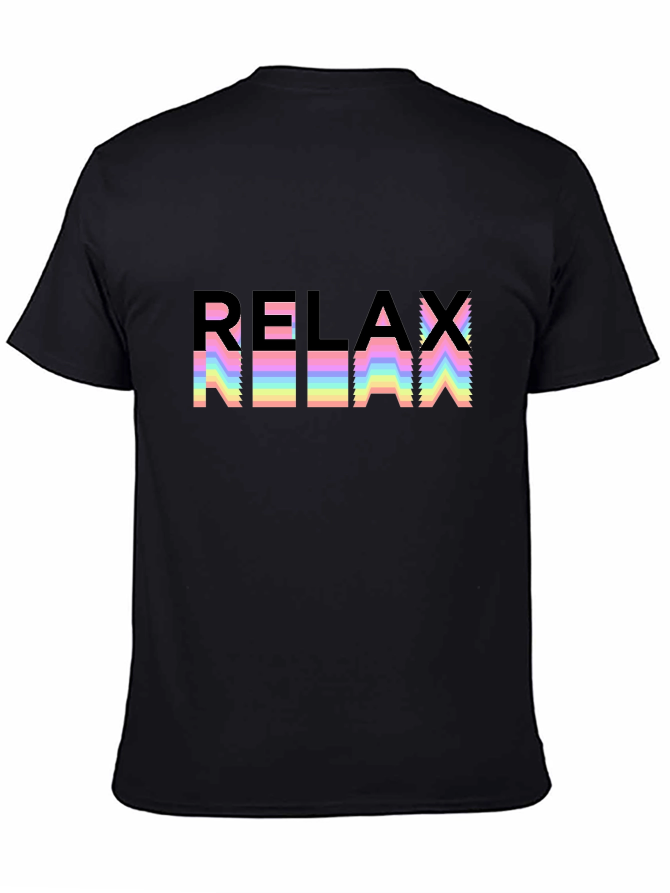 Relax Rainbow Graphic Black T-Shirt