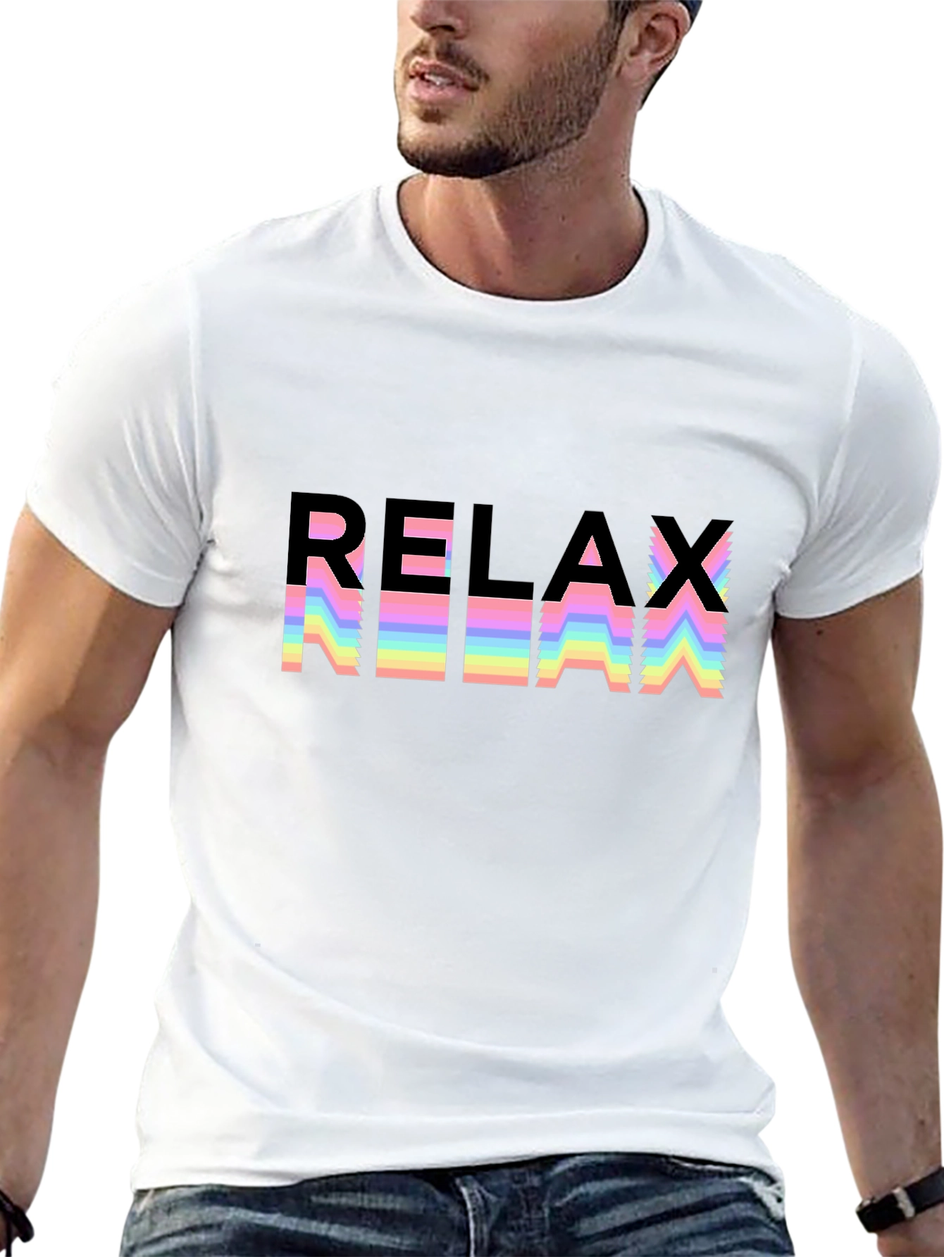 Relax Rainbow Graphic Black T-Shirt
