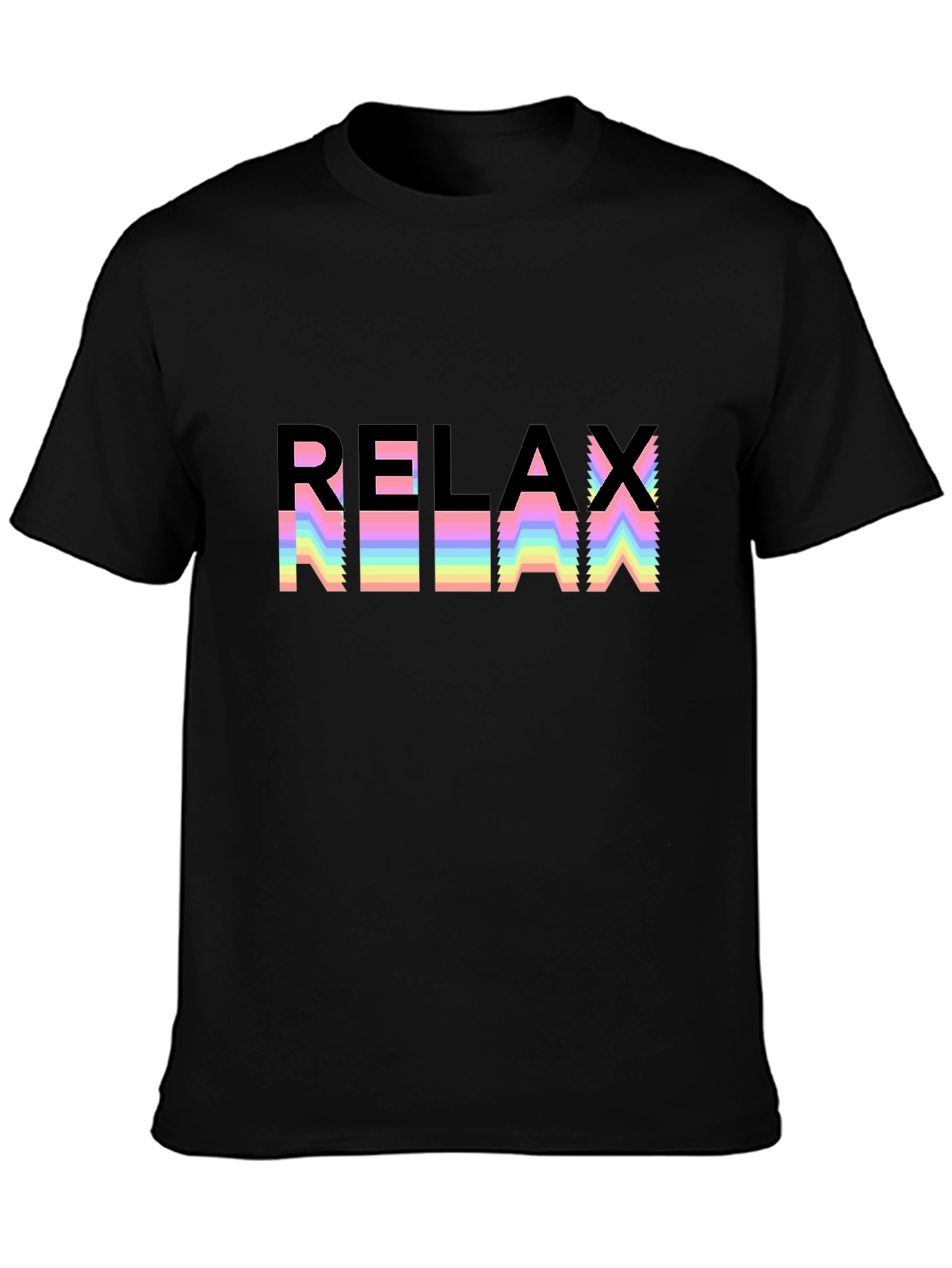 Relax Rainbow Graphic Black T-Shirt
