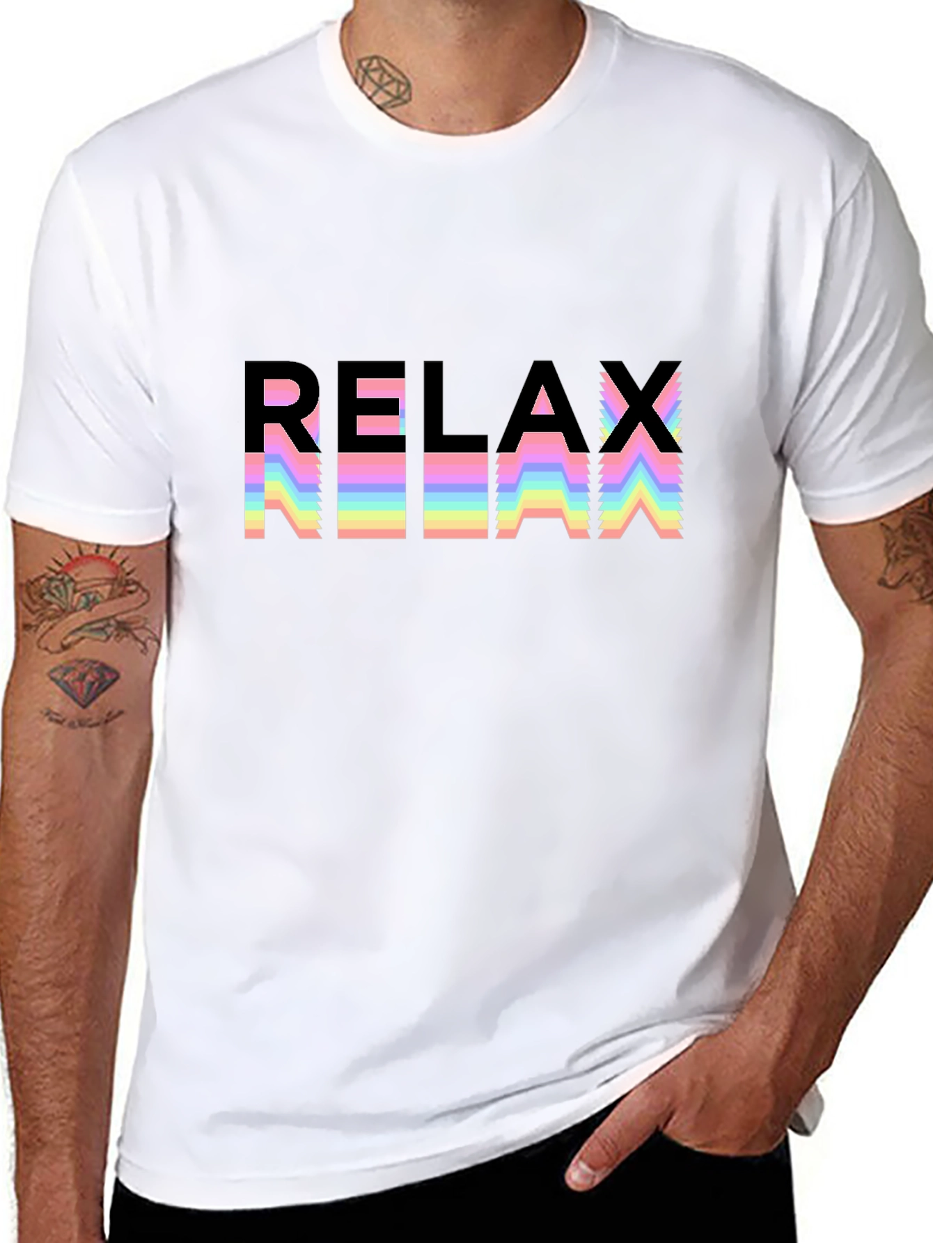 Relax Rainbow Graphic Black T-Shirt