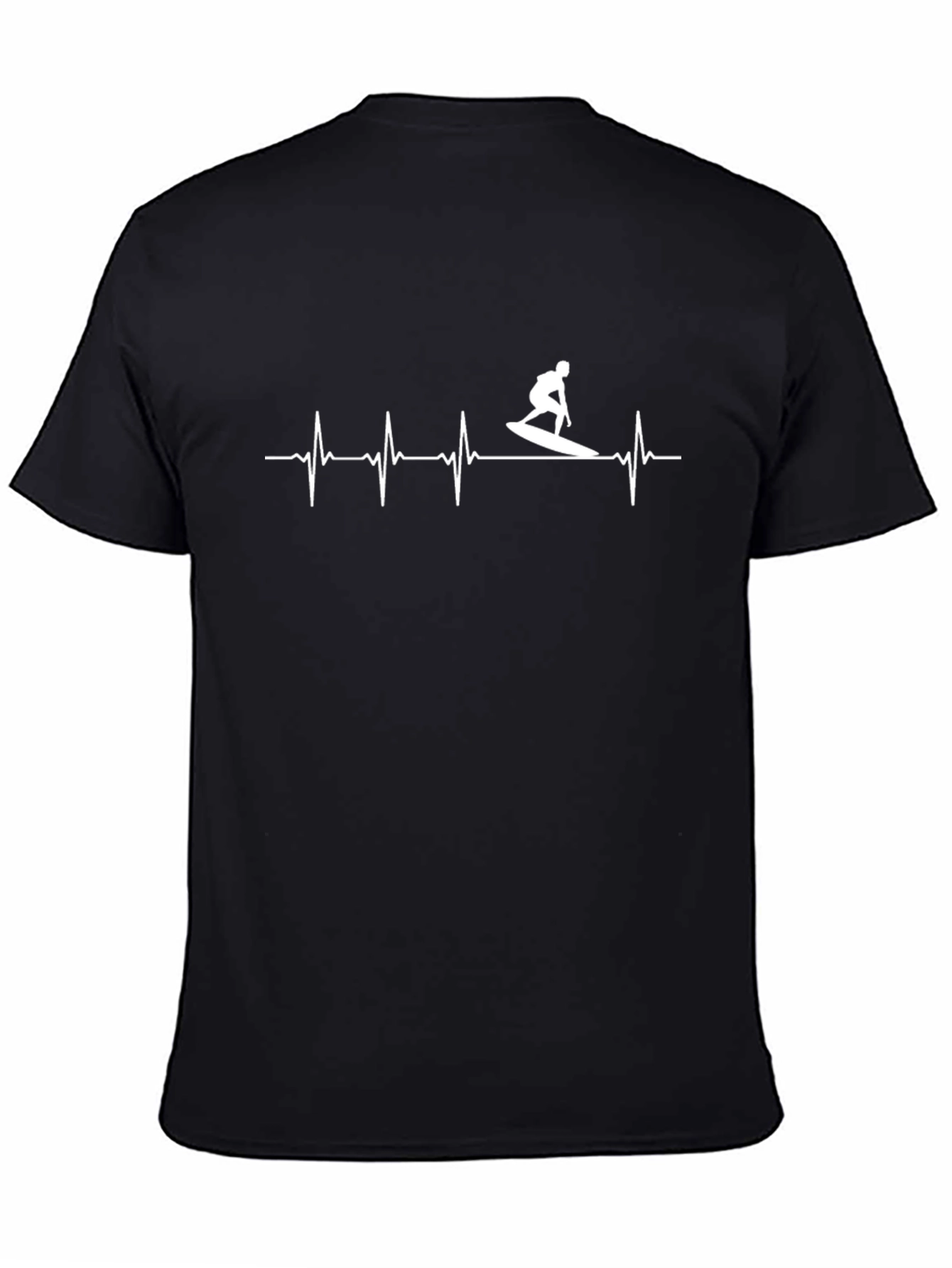 Surfing Heartbeat T-Shirt - Black Graphic Tee