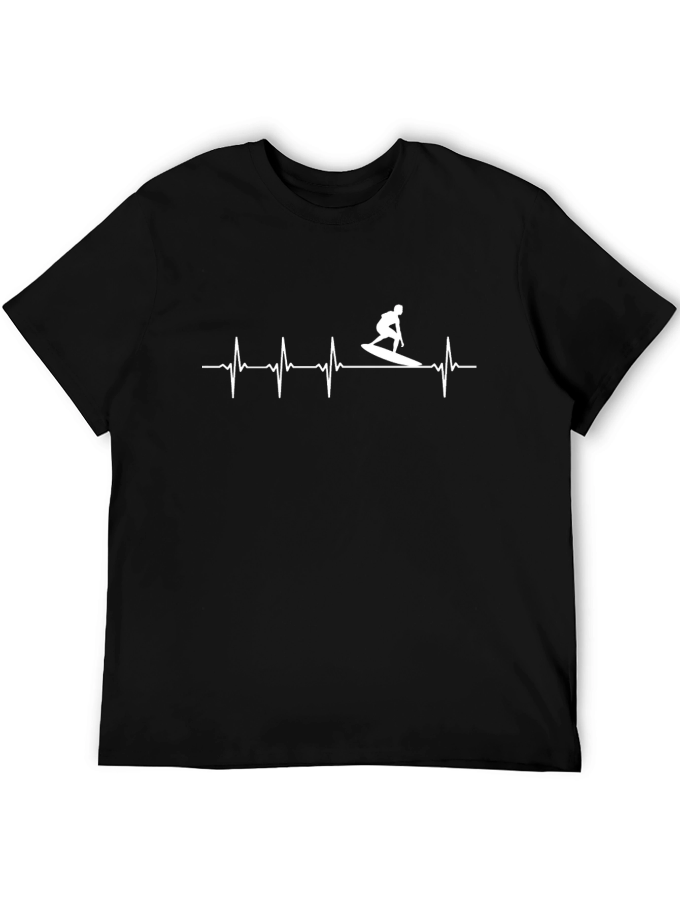 Surfing Heartbeat T-Shirt - Black Graphic Tee