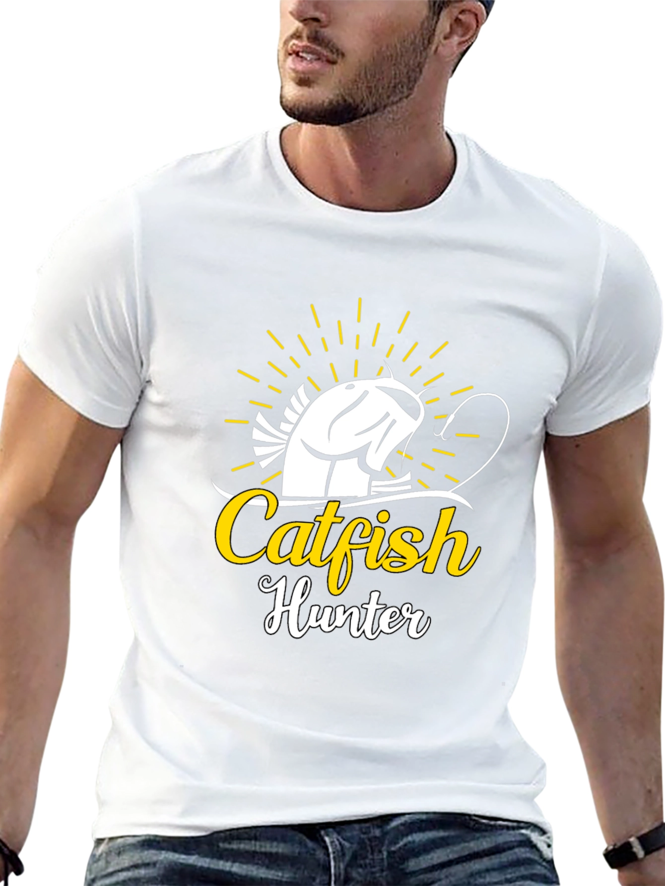 Catfish Hunter Black T-Shirt - Fishing Tee