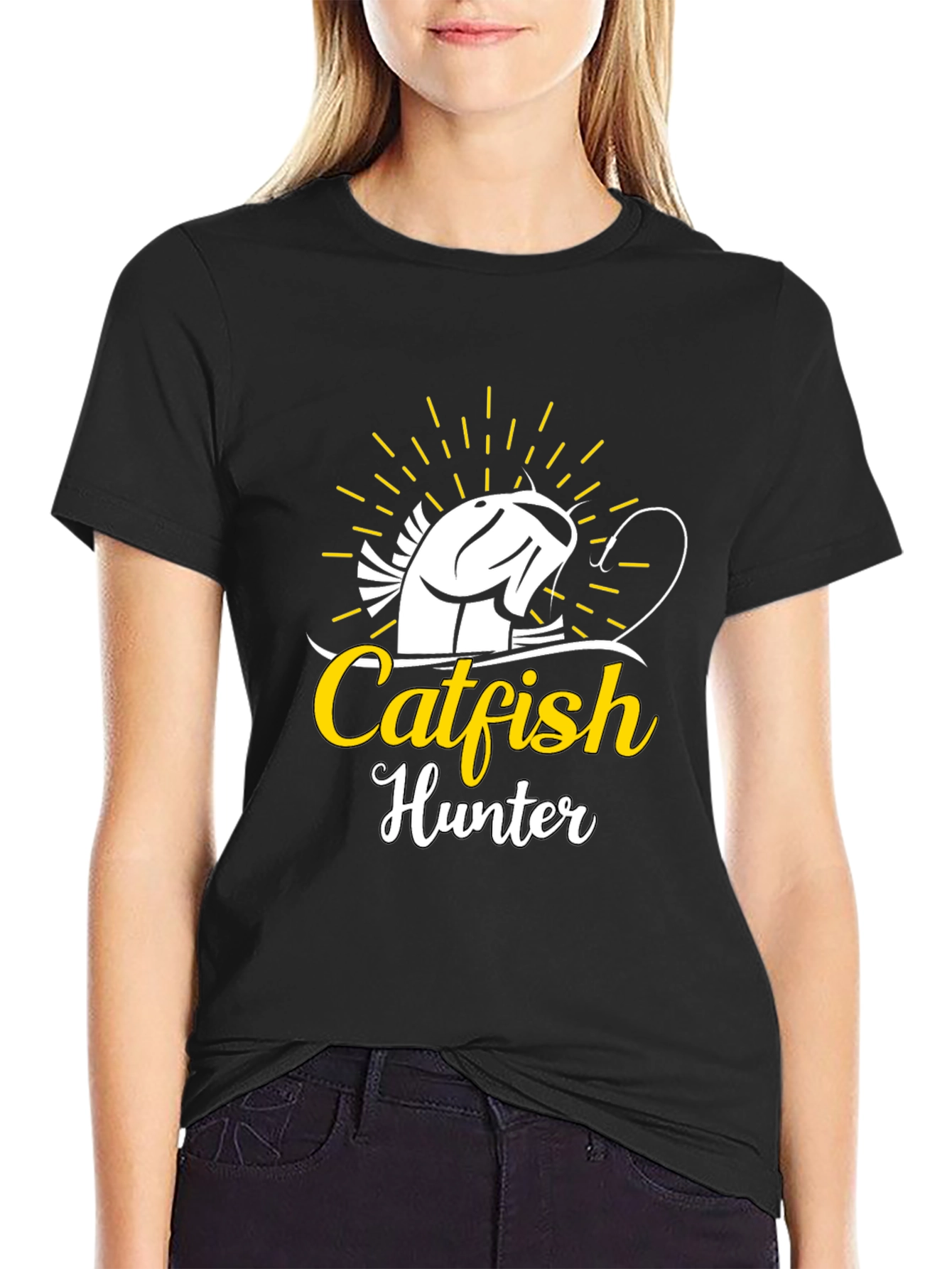 Catfish Hunter Black T-Shirt - Fishing Tee