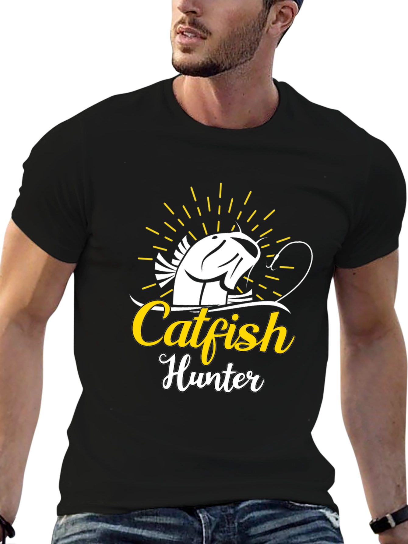 Catfish Hunter Black T-Shirt - Fishing Tee