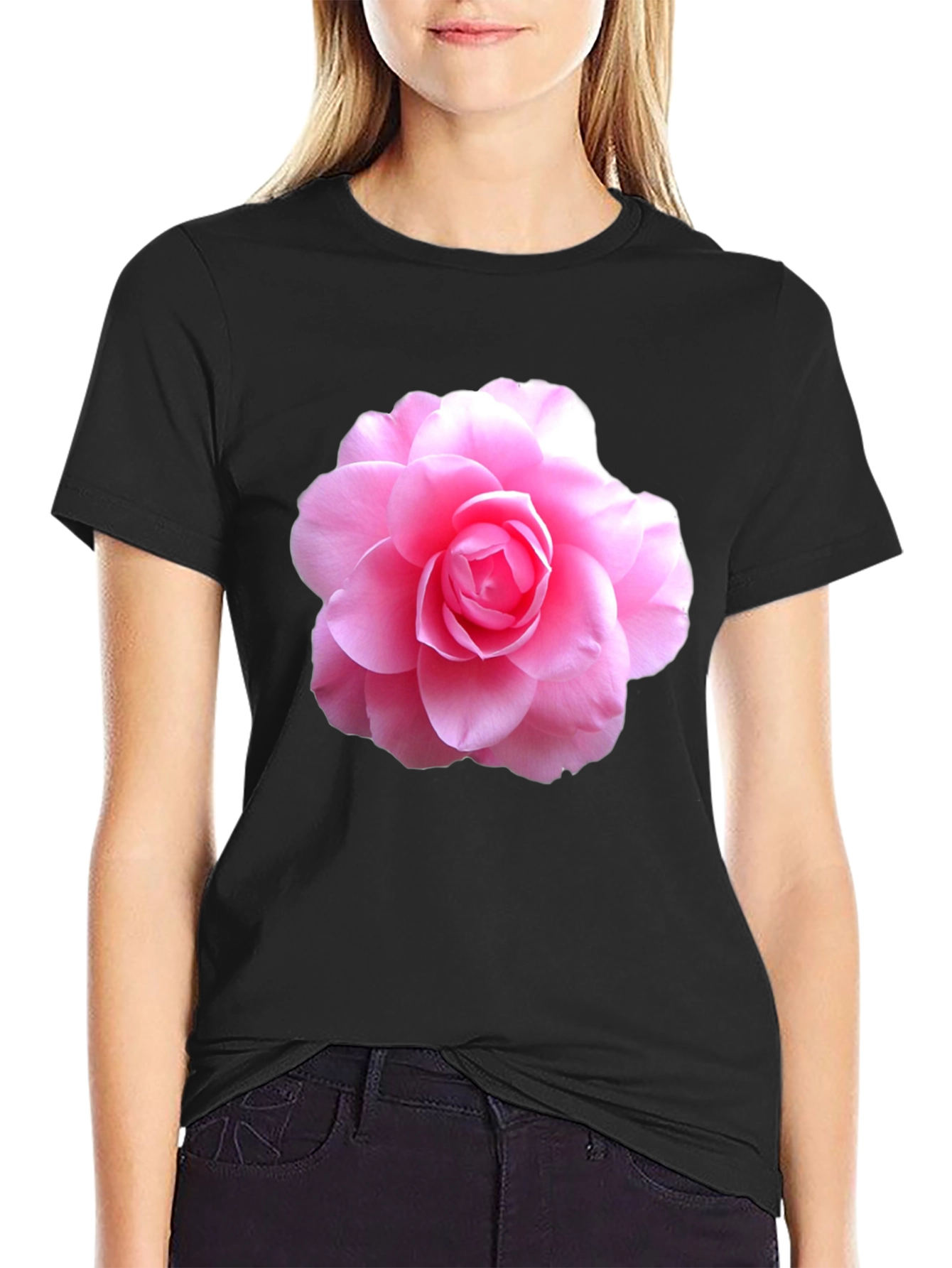 Pink Flower Graphic T-Shirt