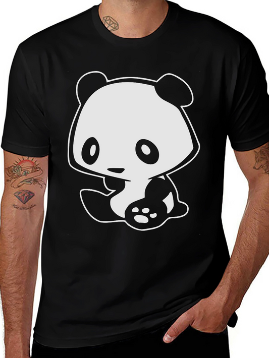 Cute Panda Graphic T-Shirt - Black