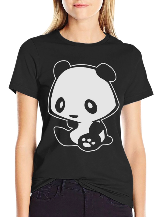 Cute Panda Graphic T-Shirt - Black