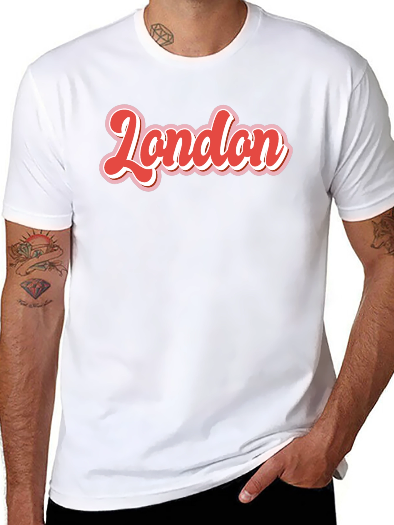 Retro London T-Shirt - Bold Red & White Graphic