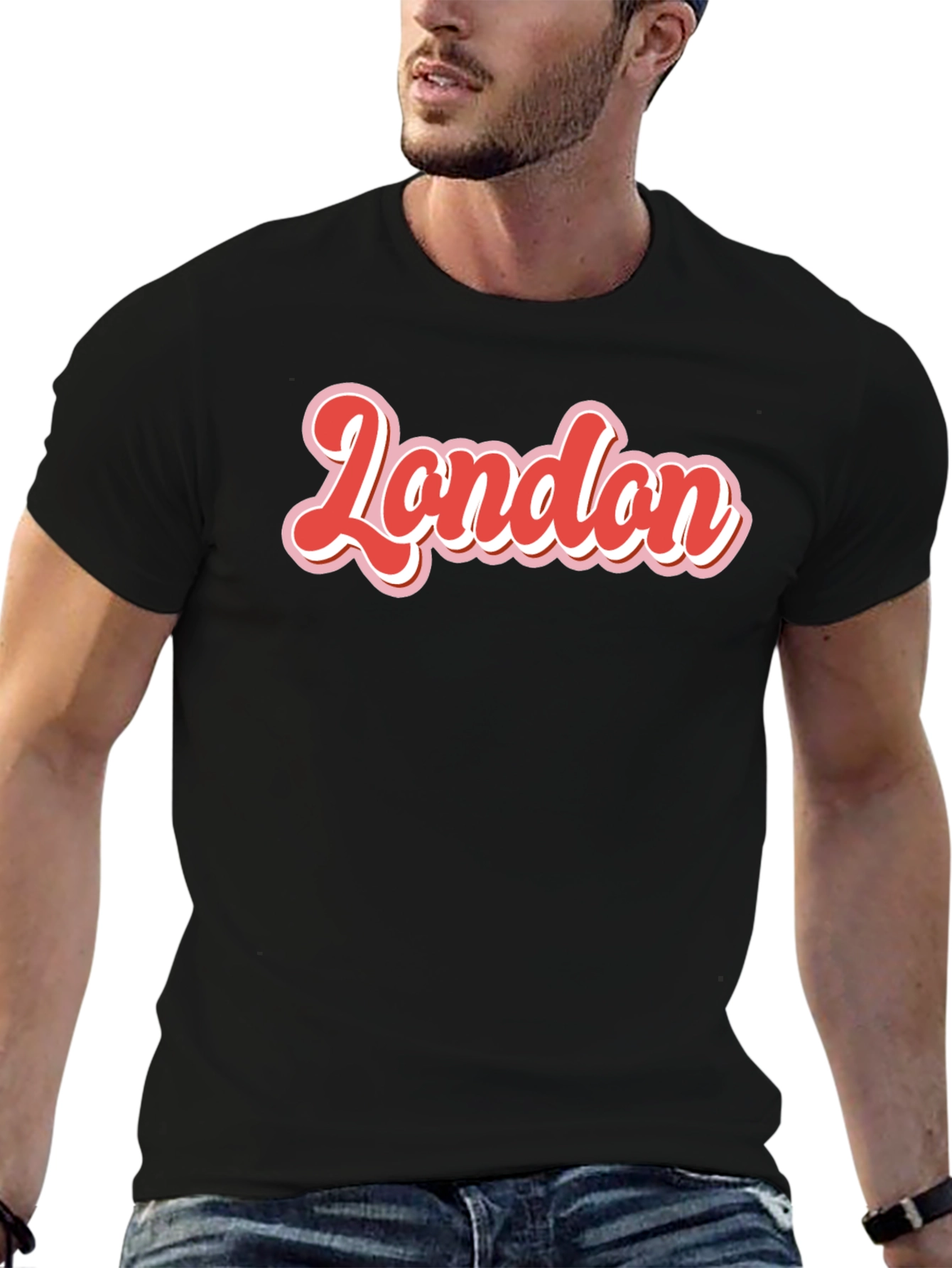Retro London T-Shirt - Bold Red & White Graphic