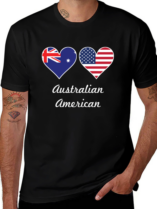 Australian American Flag Heart T-Shirt