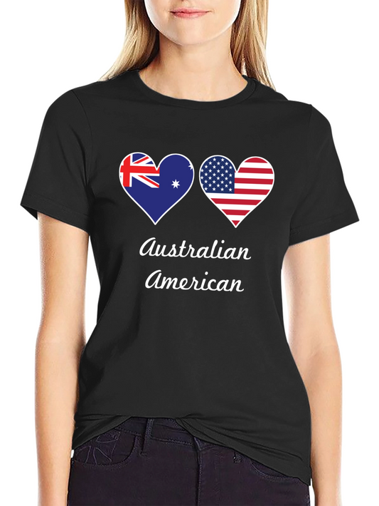 Australian American Flag Heart T-Shirt