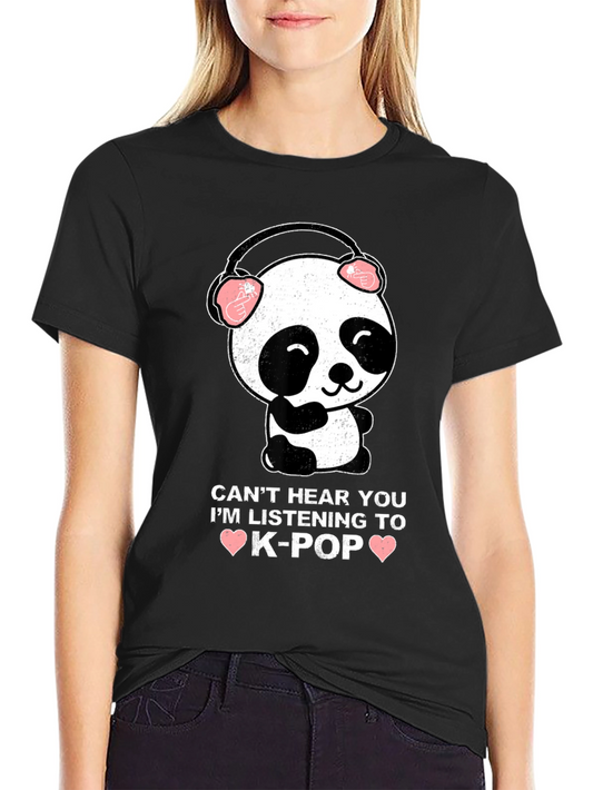 K-Pop Panda Graphic Tee - Cant Hear You T-Shirt