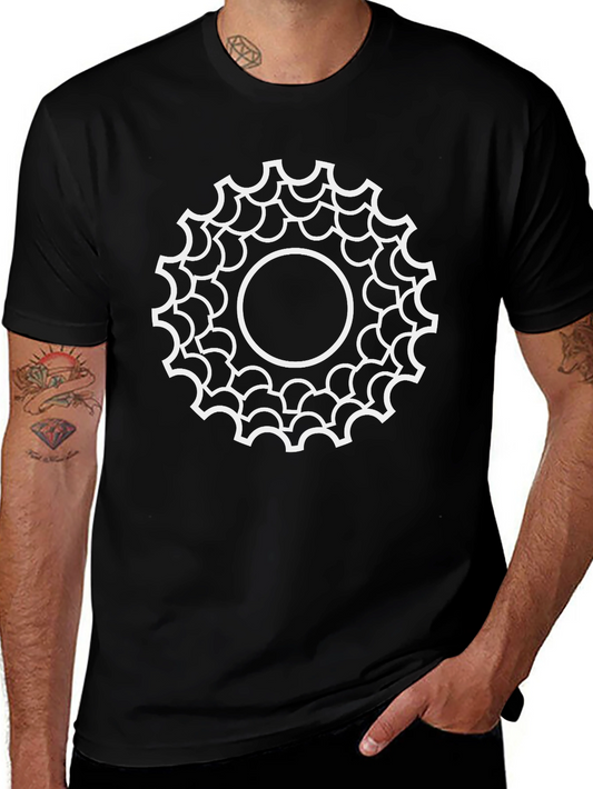 Geometric Circle Design Tee - Black Cotton Blend T-Shirt