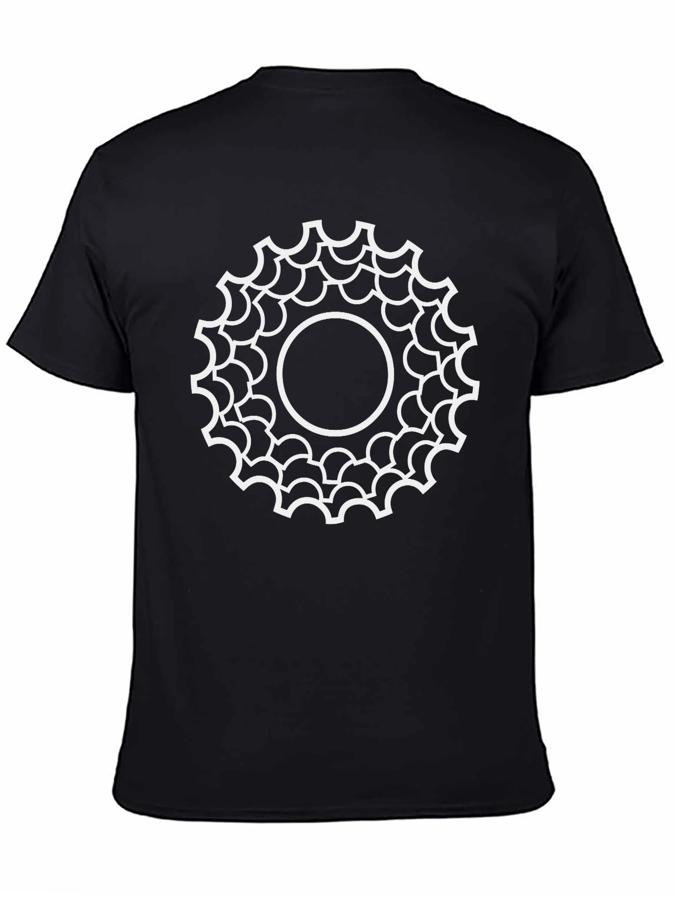 Geometric Circle Design Tee - Black Cotton Blend T-Shirt