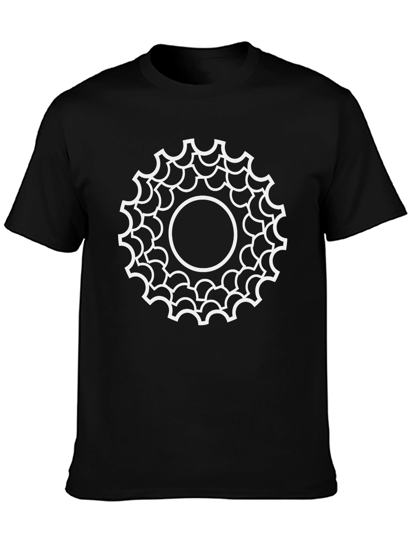 Geometric Circle Design Tee - Black Cotton Blend T-Shirt