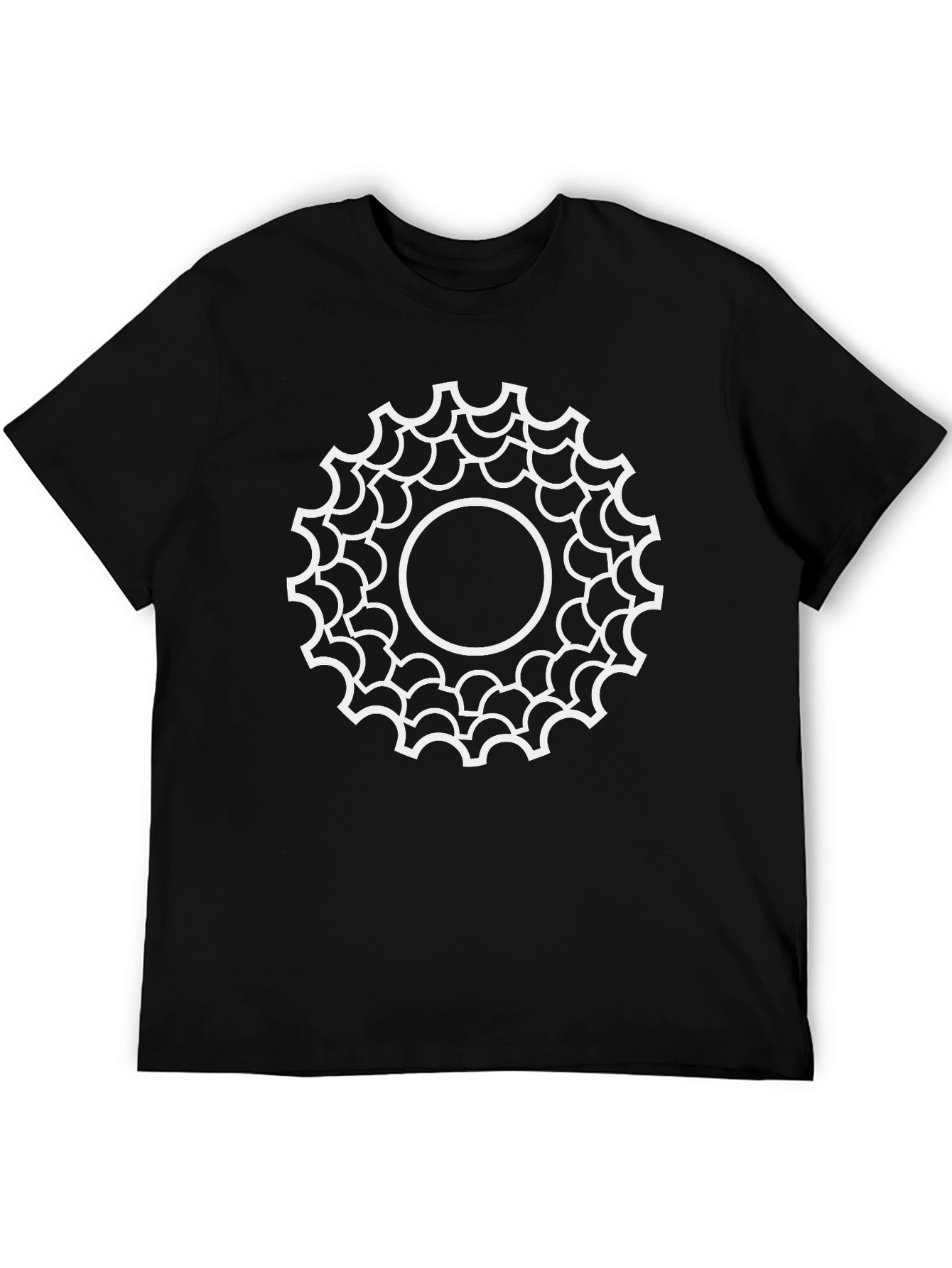 Geometric Circle Design Tee - Black Cotton Blend T-Shirt